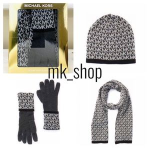 mk hat and glove set